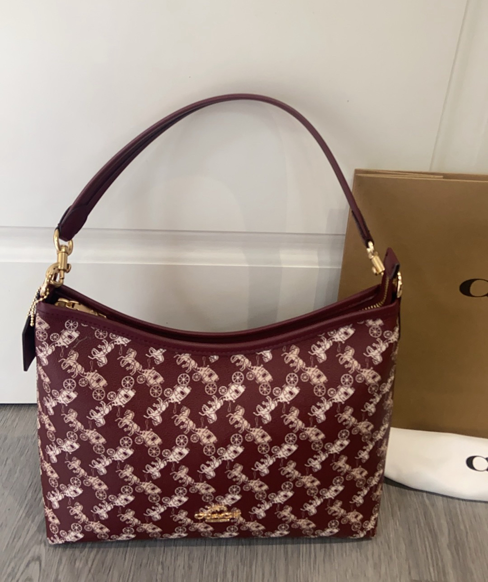 Coach Burgundy Classic Carriage Monogram Underarm Bag - Picture 4 of 9